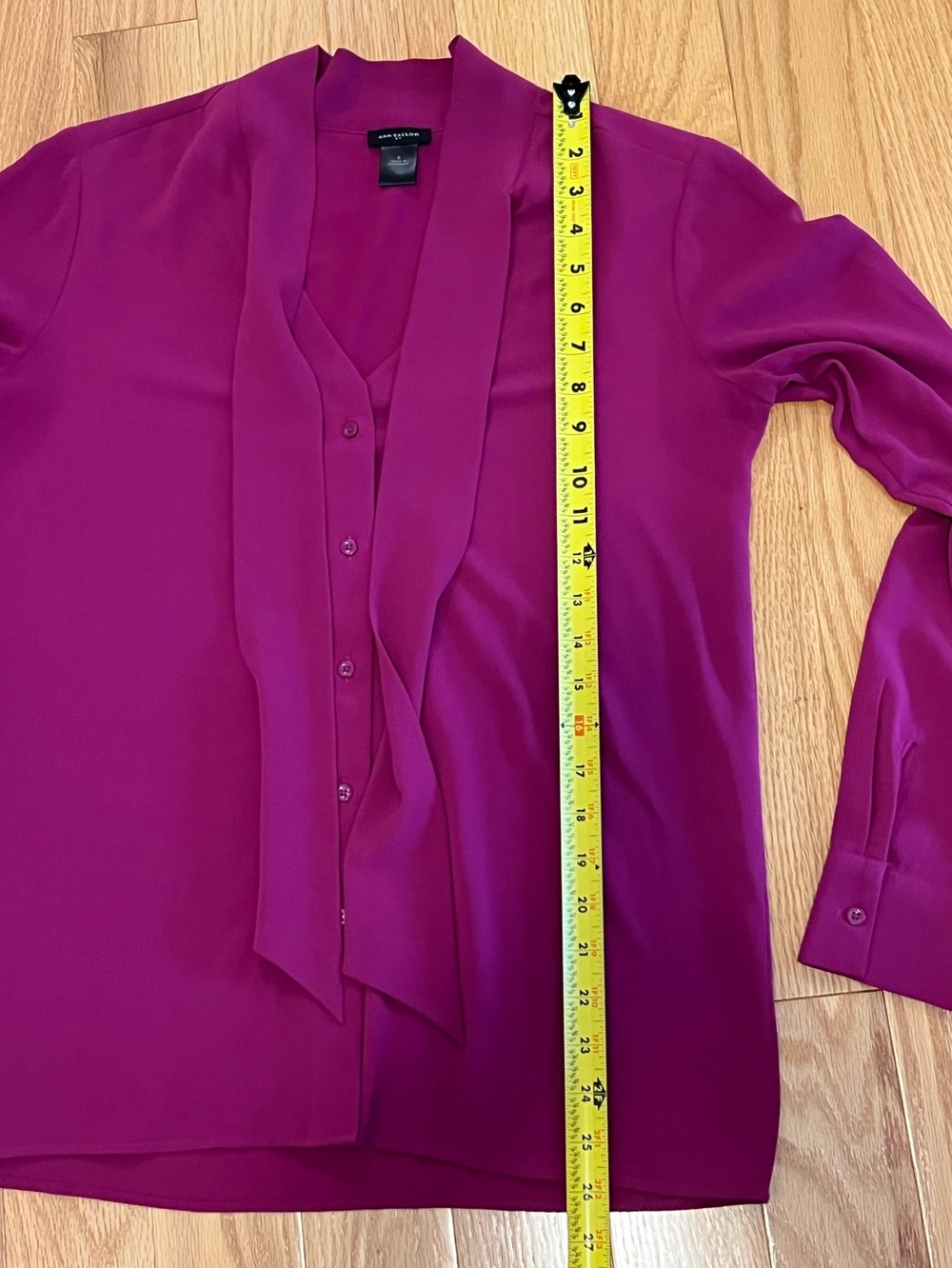Ann Taylor Tie-Neck Blouse - Magenta - Picture 7 of 8